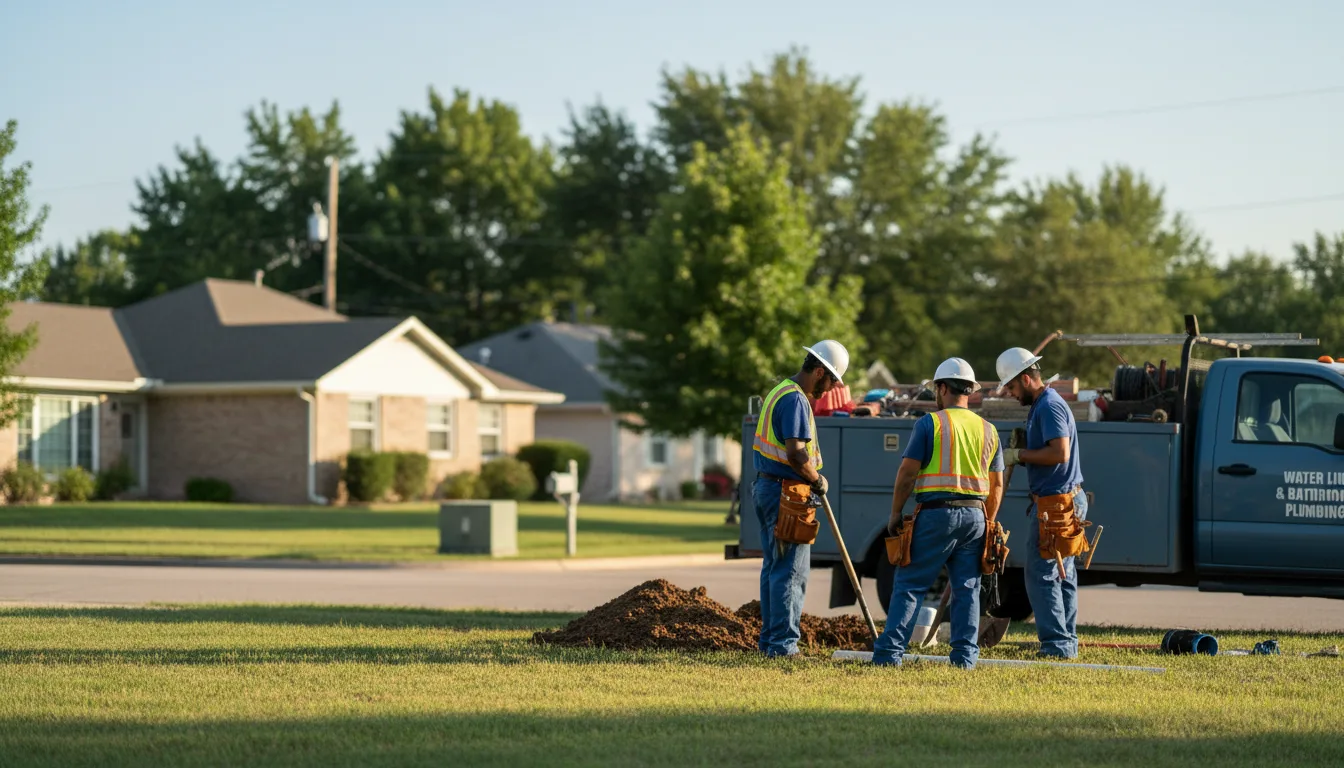 Residential water line and bathroom plumbing service in Plessis, NY